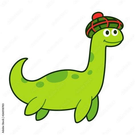 Loch Ness Monster In Traditional Scottish Bonnet Stock Vector Adobe Stock