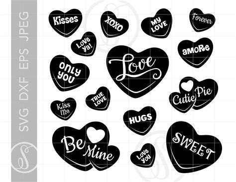 Conversation Hearts Clip Art Black And White