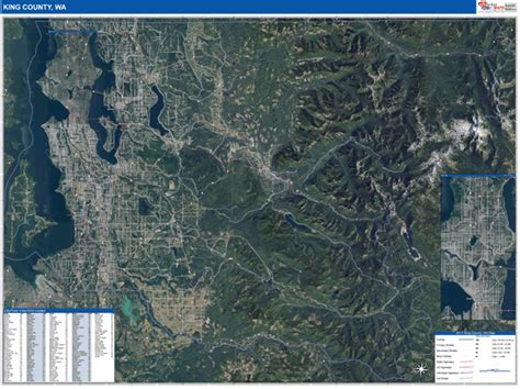 King County Wa Wall Map Satellite Basic Style By Marketmaps Mapsales