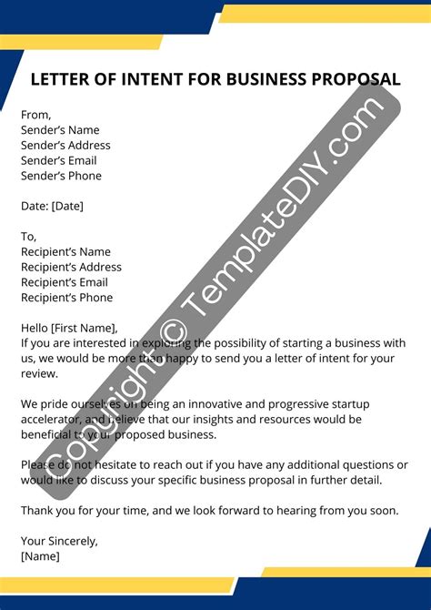 Letter Of Intent For Business Proposal Sample In Pdf And Word