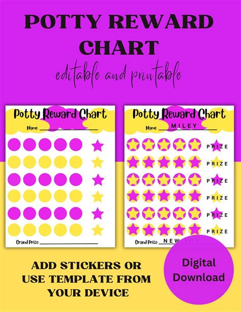 Reward Chart Potty Reward Chart Printable Reward Potty Etsy