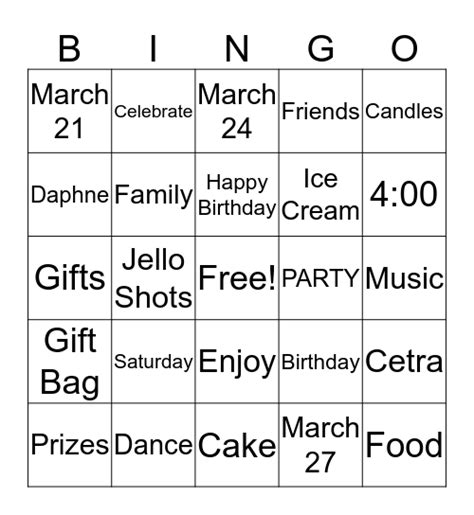 Happy Birthday Bingo Card