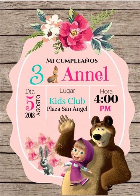 Masha y el oso, muñeca interactiva de masha de 12 pulgadas, se ríe y habla. Invitaciones Masha Y El Oso Tarjeta De Cumpleaños ...