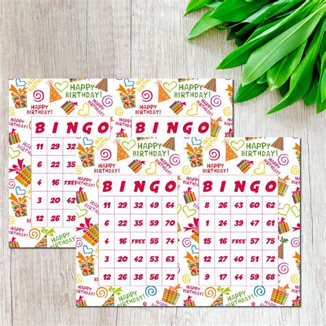 Happy Birthday 20 Bingo Cards 20 Unique Bingo Cards 2 Per Etsy