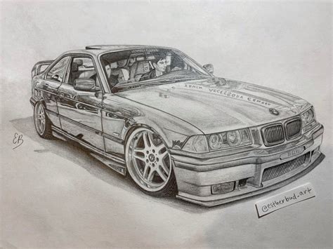 Bmw E36 Drawing Estherbudart Draw To Drive Bmw E36 Bmw Art Car