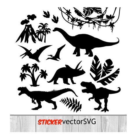 Jurassic Park Dinosaurs Stickers Dinosaurs Silhouette Svg Etsy