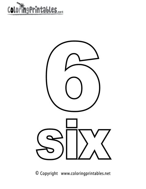 Free Printable Number Six Coloring Page