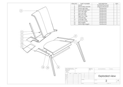 Exploded Chair Technical Drawing Sketches Easy Drawing Skills