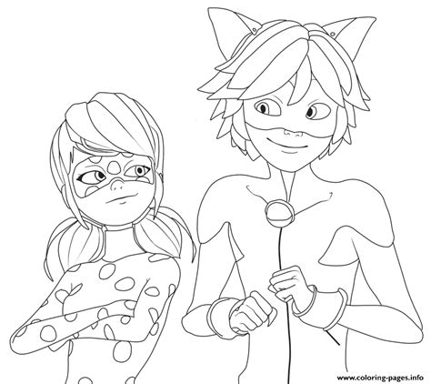 Miraculous Ladybug And Cat Noir Very Happy Coloring Pages Printable