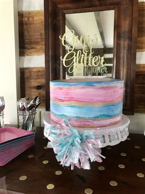 Gender Reveal Cake Topper Guns Or Glitter Cake Topper Gender Etsy Gender Reveal Cake