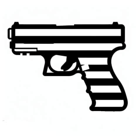 Free Pistol Gun Black And White SVG Vector File For Laser Cutting 1