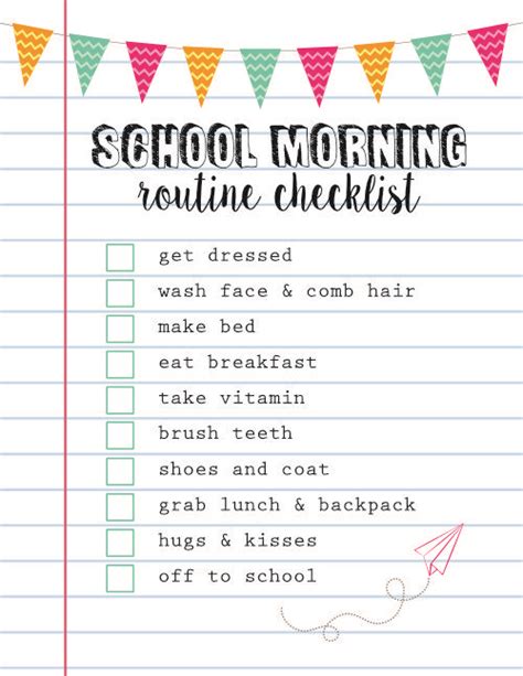 School Morning Routine Checklist 500 School Morning Routine School