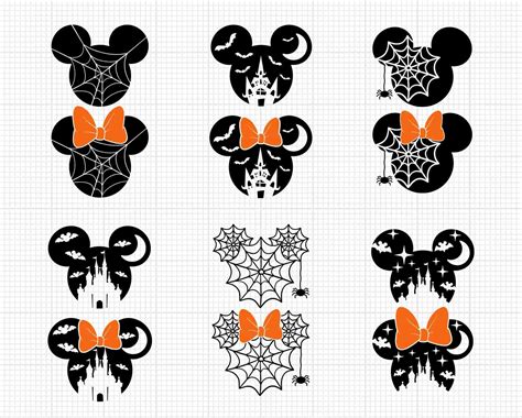 Halloween Bundle Mickey Minnie Head Castle Bat Spider Svg Etsy