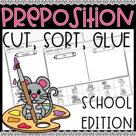 School Preposition Sort Worksheets Cut Glue Paste Sorting Positional