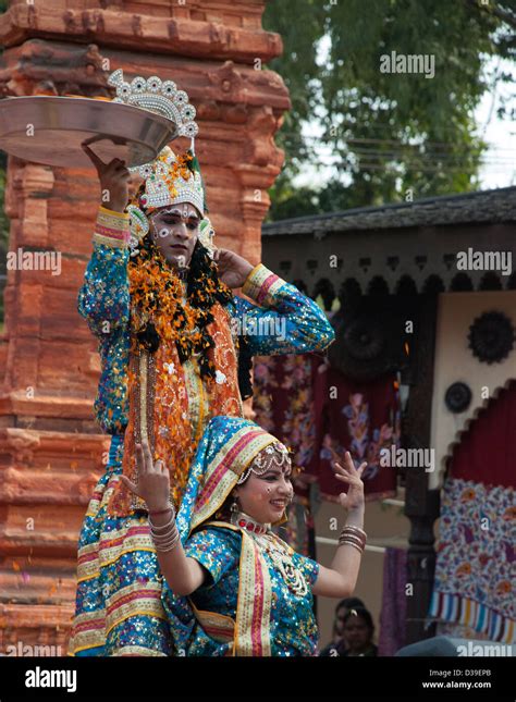 Radha Krishna Folk Dancers Dancing With Holi Folk Dancers From Barsana