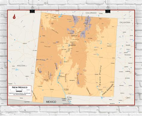 New Mexico Wall Map Physical World Maps Online