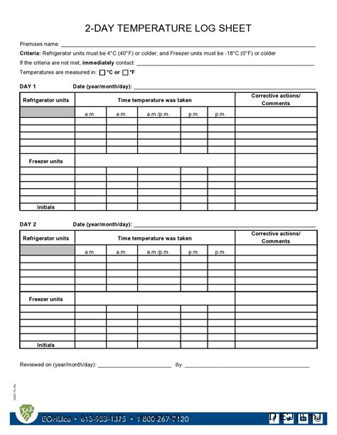 40 Printable Temperature Log Sheets Word Excel Pdf