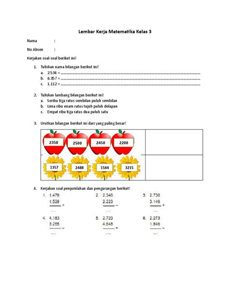 Lembar Kerja Matematika Kelas 3 Pdf