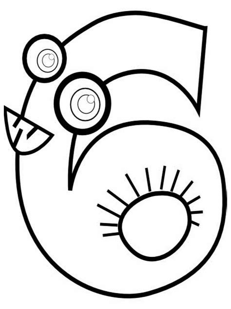 Kids Page Animal Number 6 Six Coloring Page