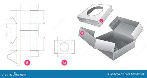 Middle Opening Box With Insert Die Cut Template Stock Vector