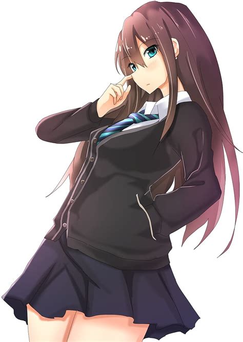 Anime Chicas Anime Shibuya Rin Uniforme Escolar Pelo Largo Morena