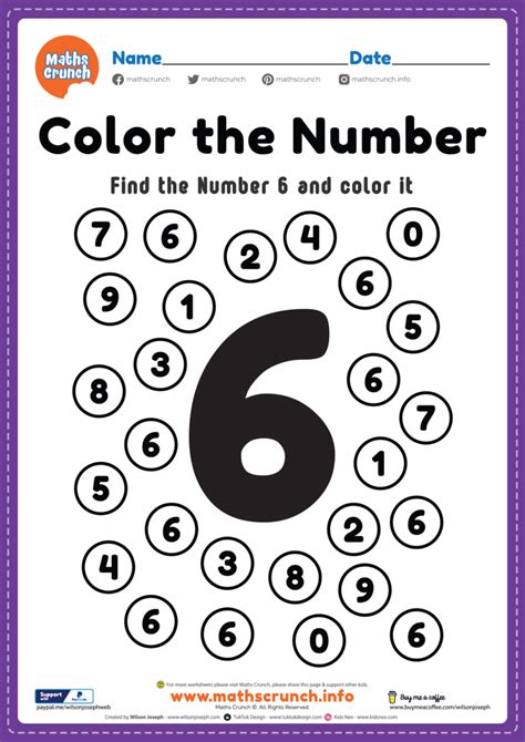 Maths Worksheet For Nursery Number 6 Coloring Maths Maths Crunch