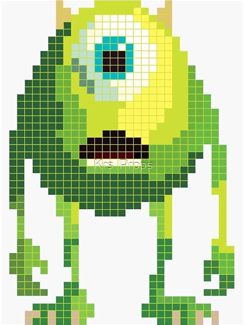 Monster S Inc Sticker Sticker By Golem95 Redbubble Diy Perler Bead