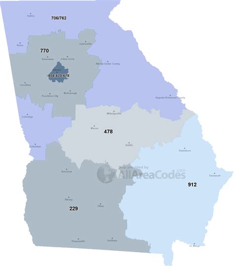 Georgia Area Codes Map List And Phone Lookup Printable Map Of