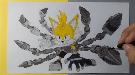 Dibujando A Tails Nine En Posición De Ataque Sonic Prime Drawing