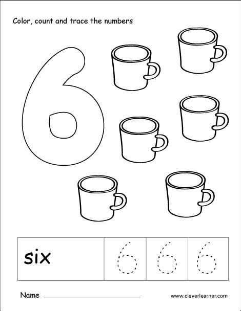 Number Six Writing Counting And Recognition Activities For Children