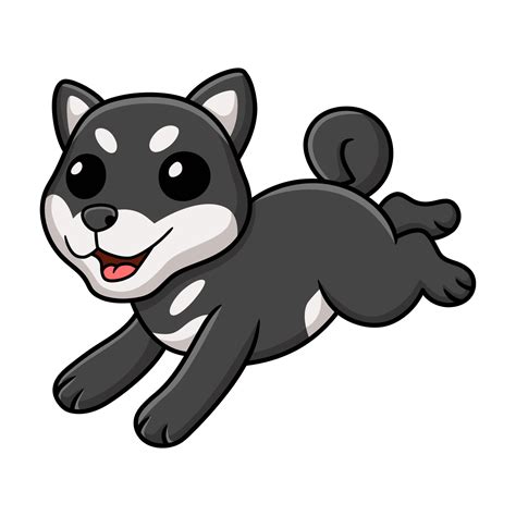 Cute Black Shiba Inu Dog Cartoon Running 15380692 Vector Art At Vecteezy