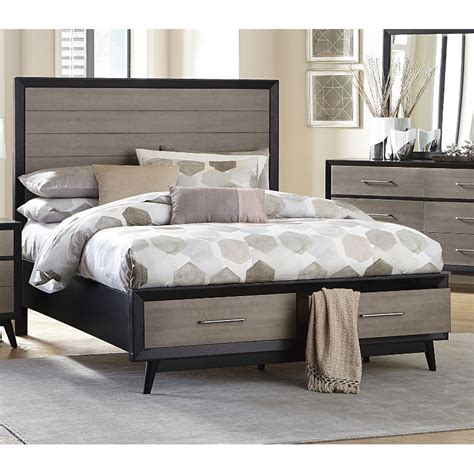 No boxspring required bed has two drawers, 13 slats, and four support legs created for macy's prop 65 warning. Contemporary Gray and Black Queen Storage Bed - Raku | RC ...