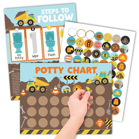 Construction Potty Training Chart For Toddlers Boys Potty Chart For