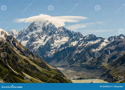 Mount Cook With Cloud At The Summit New Zealand Stock Image Image Of