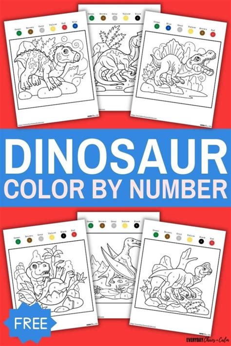 6 Free Dinosaur Color By Number Printables