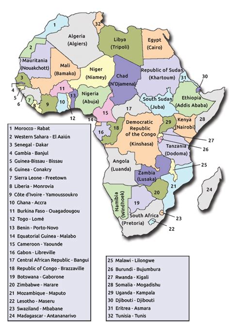 Map Of Africa With Countries And Capitals