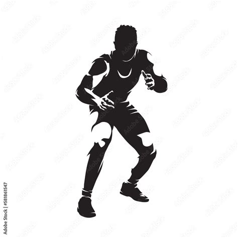 Wrestling Isolated Vector Silhouette Of Male Wrestler Front View