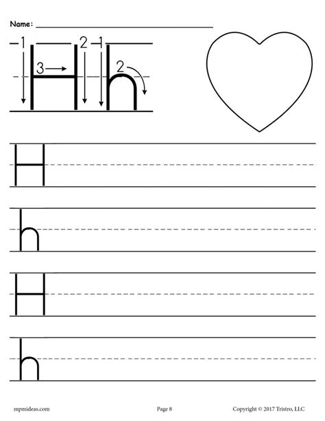 The Letter H Worksheet For Children To Practice Their Handwriting And