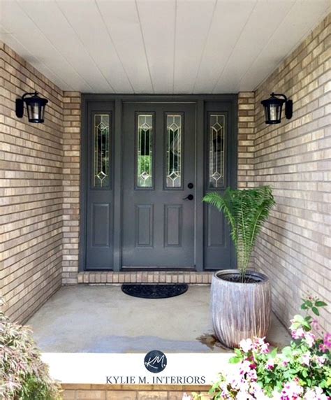 Amherst Gray Benjamin Moore Front Door With Brick On Exterior Kylie M