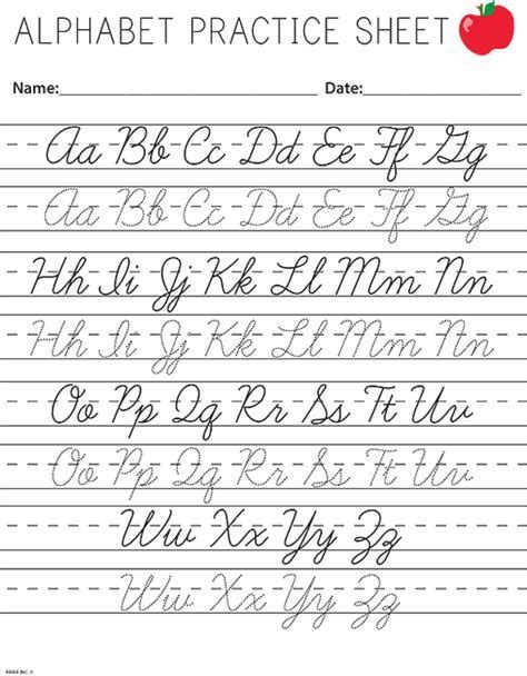 Cursive Writing Practice Sheets Printable