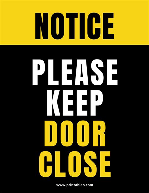 Please Keep Door Closed Sign Printable Free