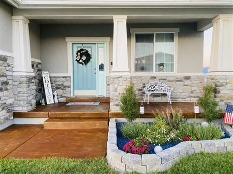 Front Porch Concrete Staining Ideas Before And After