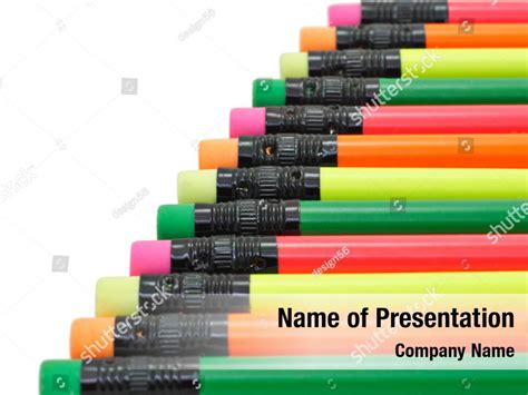 Horizontal Colored Pencils Arranged Powerpoint Template Horizontal