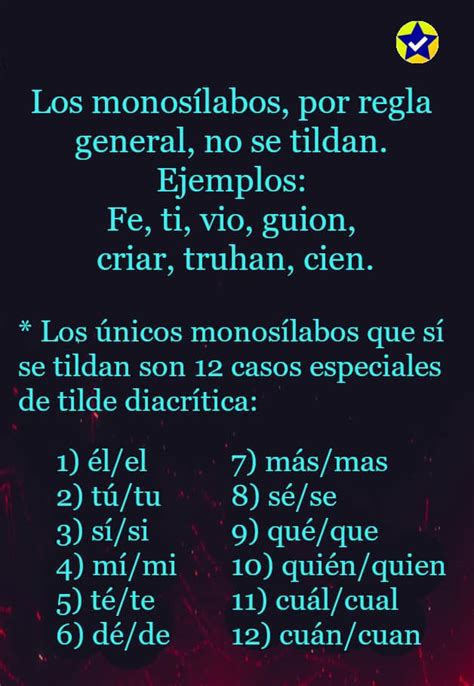 Las palabras monosílabas y los casos de acento diacrítico Cursos