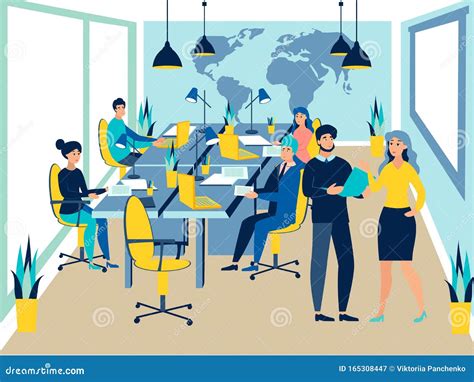 Team Work Conference Meeting Business Talking Flat Style Stock