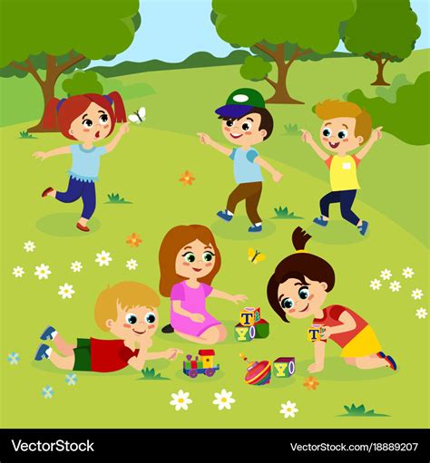 Cartoon Kids Playing