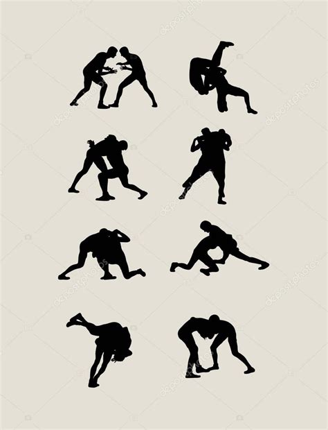 Wrestling Set Silhouettes Stock Vector Image By ©sumbajimartinus 101440266