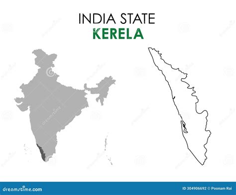 Kerala Map Of Indian State Kerala Map Vector Illustration Stock