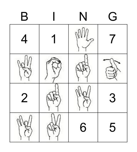 Asl Numbers 1 10 Bingo Card