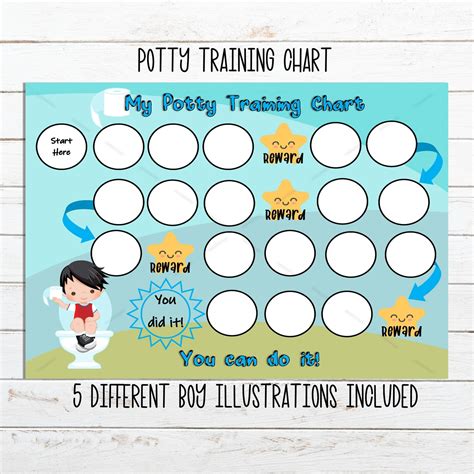 Potty Training Chart For Boys Reward Stickers Chart Etsy